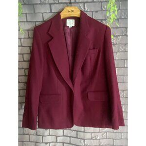 Joseph A. Banks Merlot Wool One Button Blazer 12